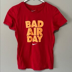 Nike Red Tee with Bold Orange Text